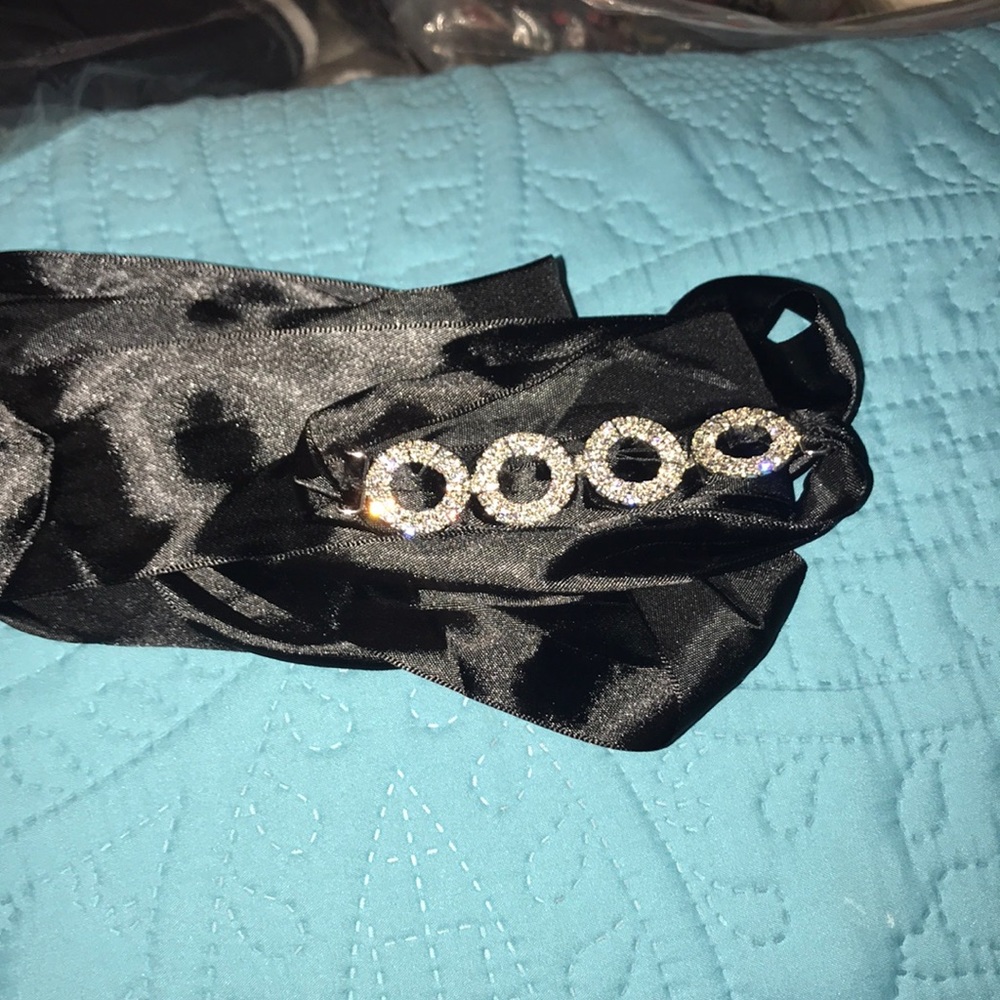 New Black Ribbon Sash Rhinestone Belt. - Picture 10 of 13